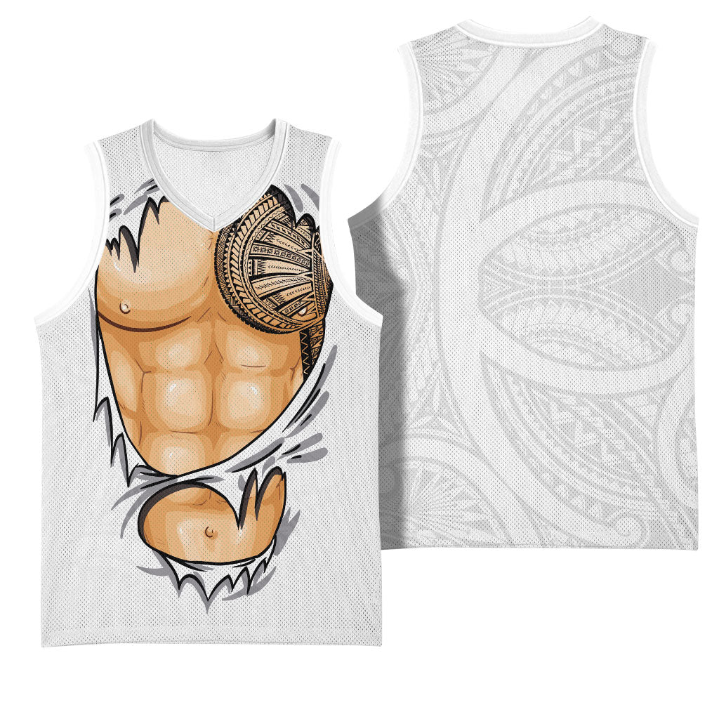 Samoan Tatau Basketball Jersey Tattoo Reveal Effect LT03 - Polynesian Pride