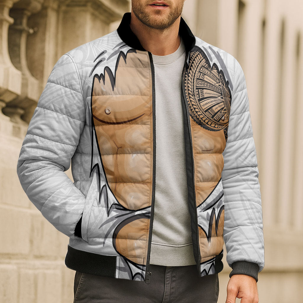 Samoan Tatau Bomber Puffer Jacket Tattoo Reveal Effect LT03 - Polynesian Pride