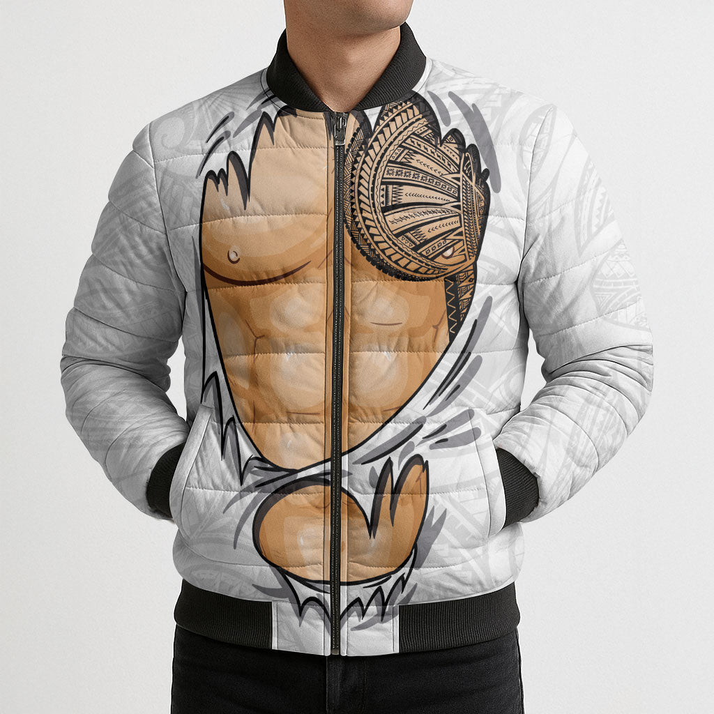 Samoan Tatau Bomber Puffer Jacket Tattoo Reveal Effect LT03 - Polynesian Pride