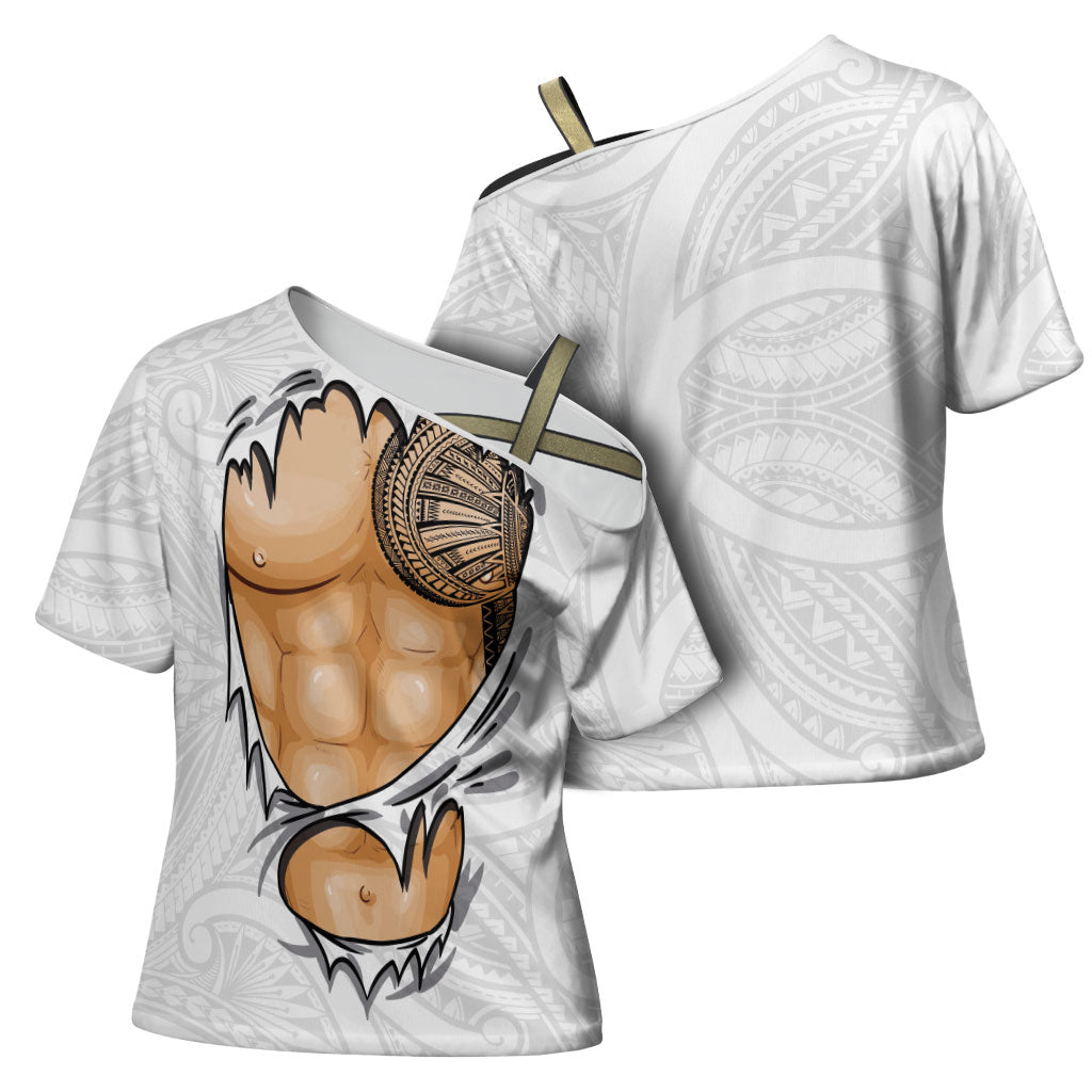 Samoan Tatau Cross Shoulder Shirt Tattoo Reveal Effect LT03 - Polynesian Pride