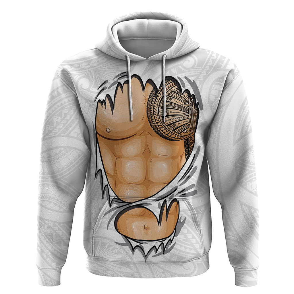 Samoan Tatau Hoodie Tattoo Reveal Effect LT03 Pullover Hoodie White - Polynesian Pride