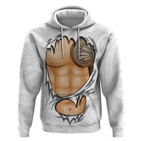 Samoan Tatau Hoodie Tattoo Reveal Effect LT03 Pullover Hoodie White - Polynesian Pride