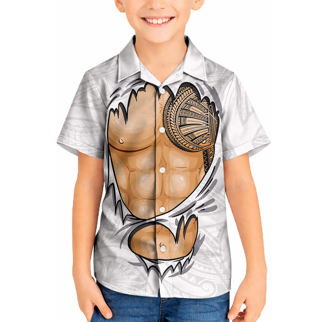 Samoan Tatau Kid Hawaiian Shirt Tattoo Reveal Effect LT03 Kid White - Polynesian Pride