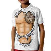 Samoan Tatau Kid Polo Shirt Tattoo Reveal Effect LT03 Kid White - Polynesian Pride