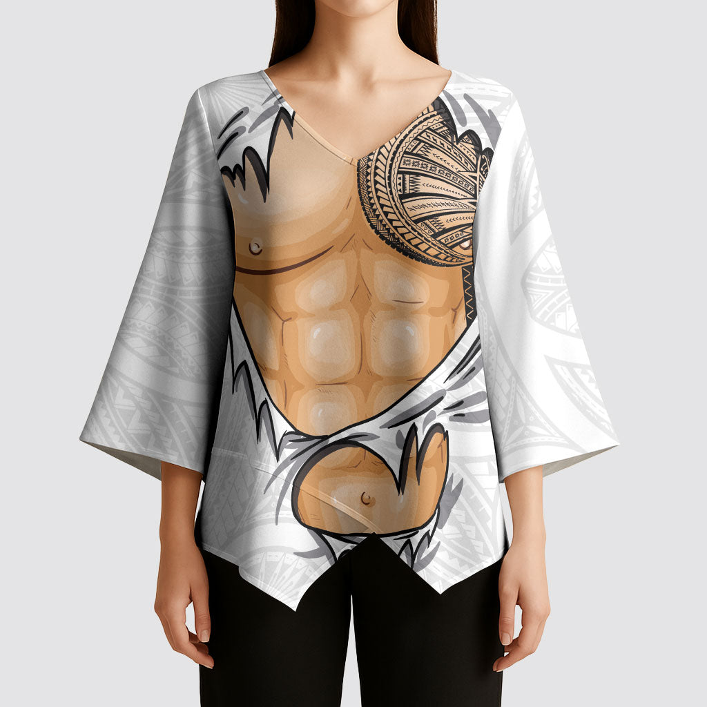 Samoan Tatau Kimono Sleeve Blouse Tattoo Reveal Effect LT03 - Polynesian Pride