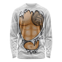 Samoan Tatau Long Sleeve Shirt Tattoo Reveal Effect LT03 Unisex White - Polynesian Pride