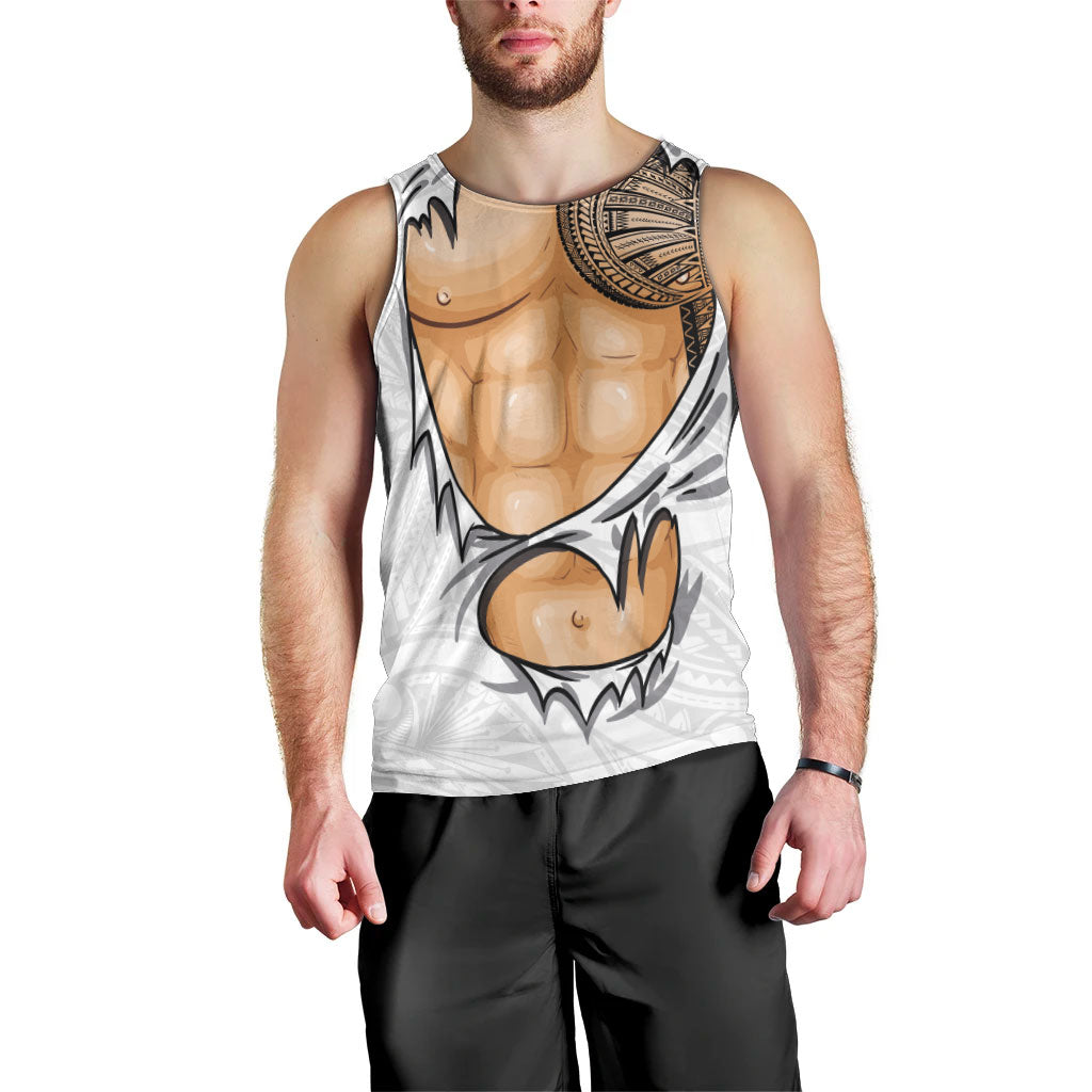 Samoan Tatau Men Tank Top Tattoo Reveal Effect LT03 - Polynesian Pride