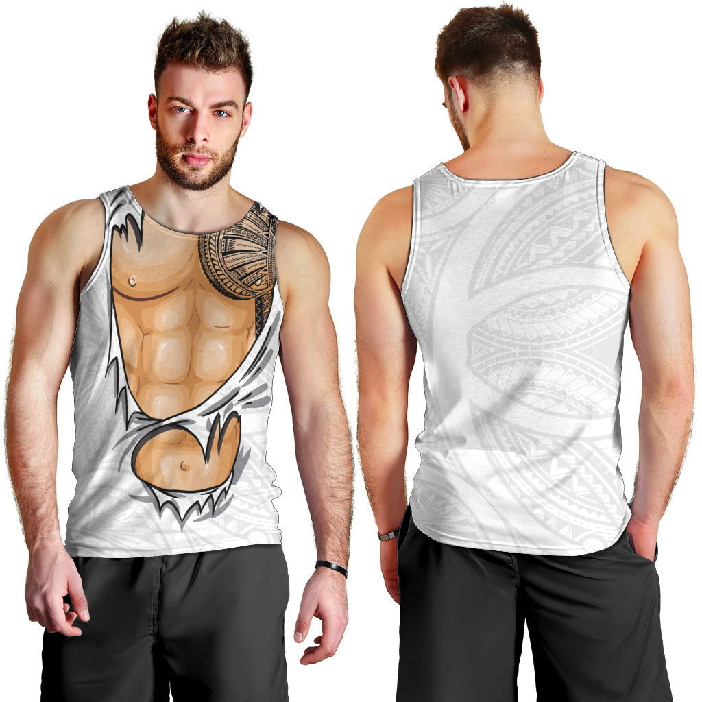 Samoan Tatau Men Tank Top Tattoo Reveal Effect LT03 - Polynesian Pride