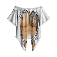 Samoan Tatau Off Shoulder Wrap Waist Top Tattoo Reveal Effect LT03 White - Polynesian Pride