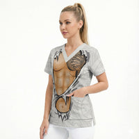 Samoan Tatau Scrub Top Tattoo Reveal Effect LT03 - Polynesian Pride