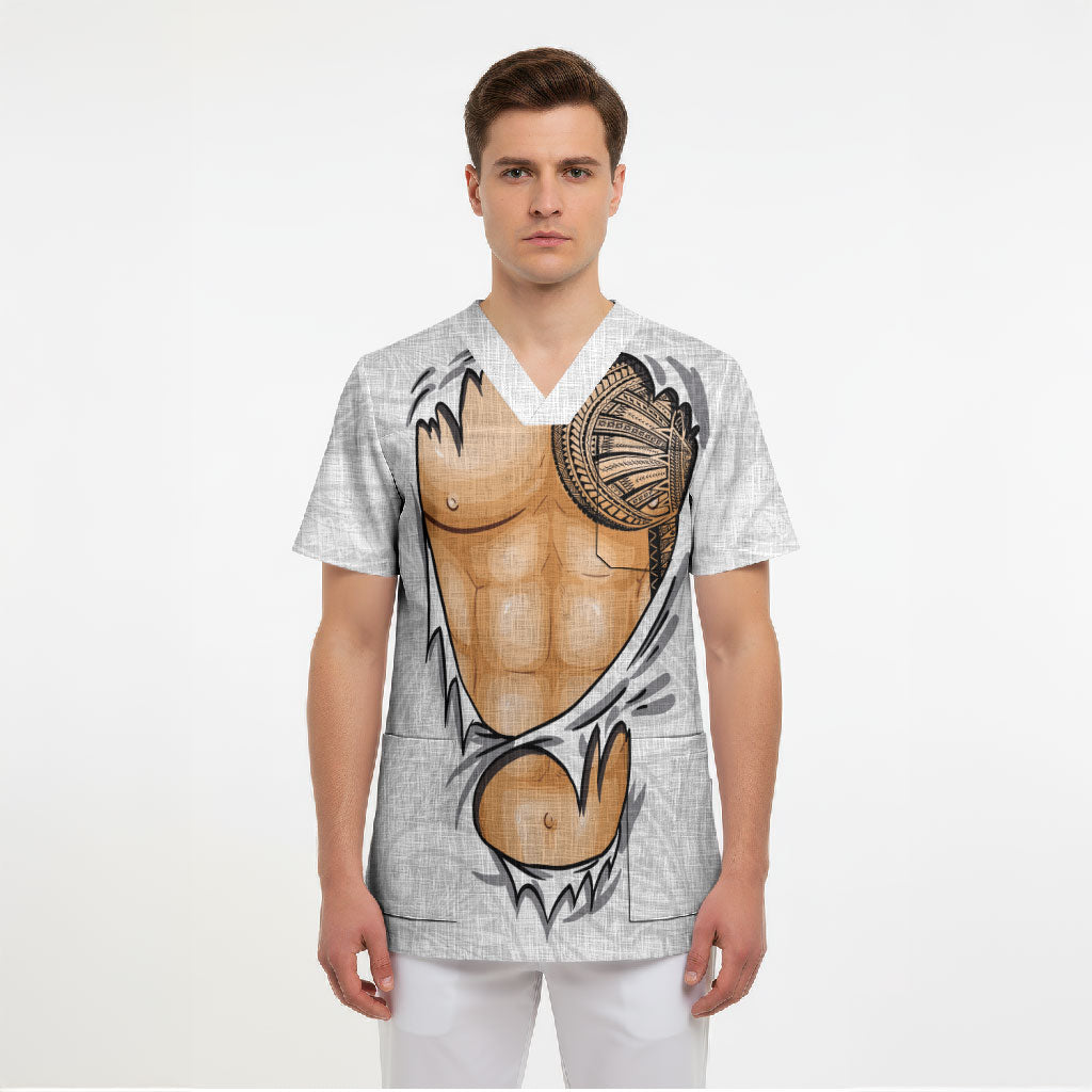 Samoan Tatau Scrub Top Tattoo Reveal Effect LT03 - Polynesian Pride