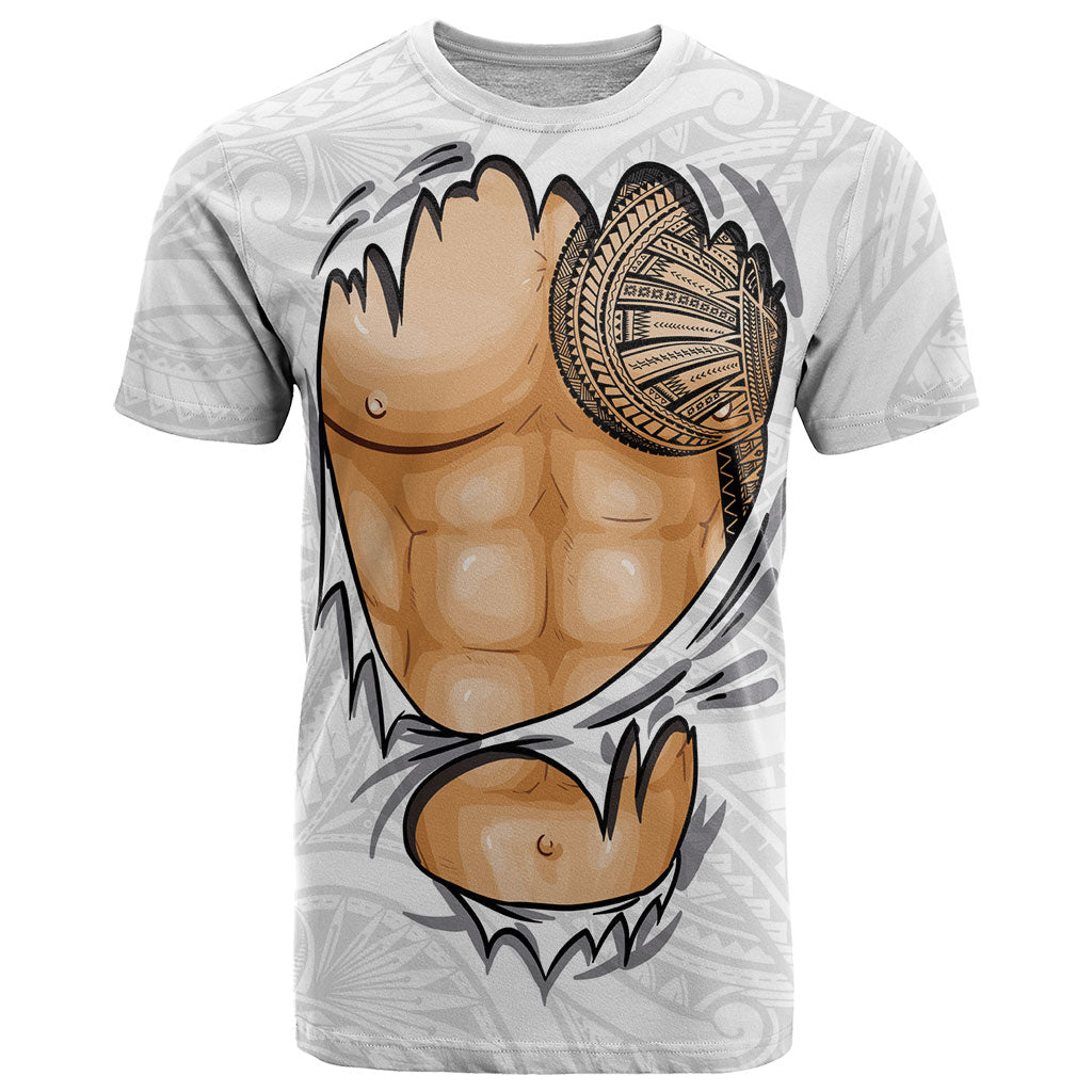 Samoan Tatau T Shirt Tattoo Reveal Effect LT03 White - Polynesian Pride