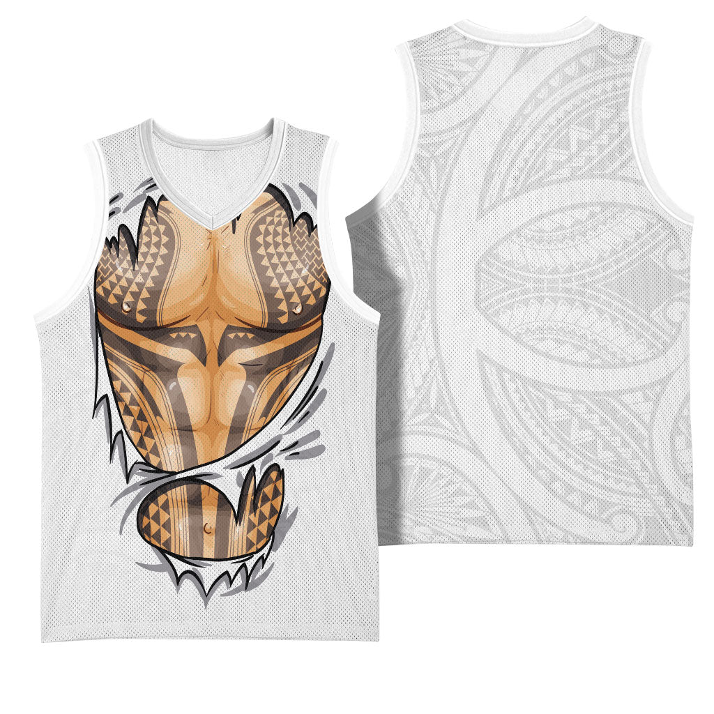 Hawaiian Kakau Basketball Jersey Aquaman Tattoo Reveal Effect LT03 - Polynesian Pride