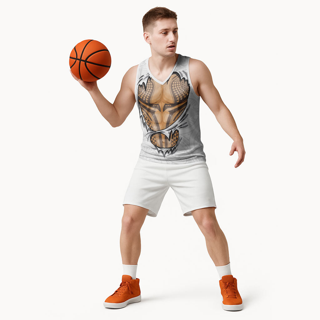 Hawaiian Kakau Basketball Jersey Aquaman Tattoo Reveal Effect LT03 - Polynesian Pride