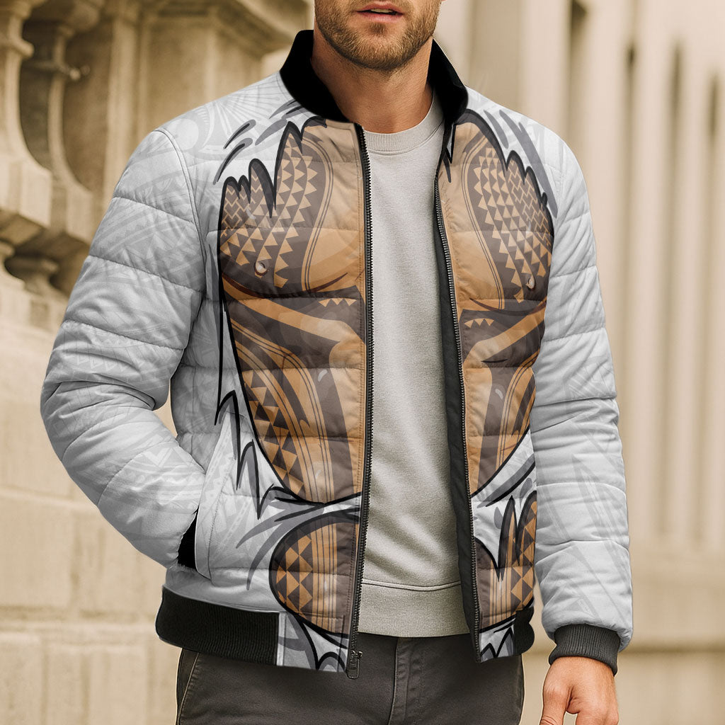 Hawaiian Kakau Bomber Puffer Jacket Aquaman Tattoo Reveal Effect LT03 - Polynesian Pride