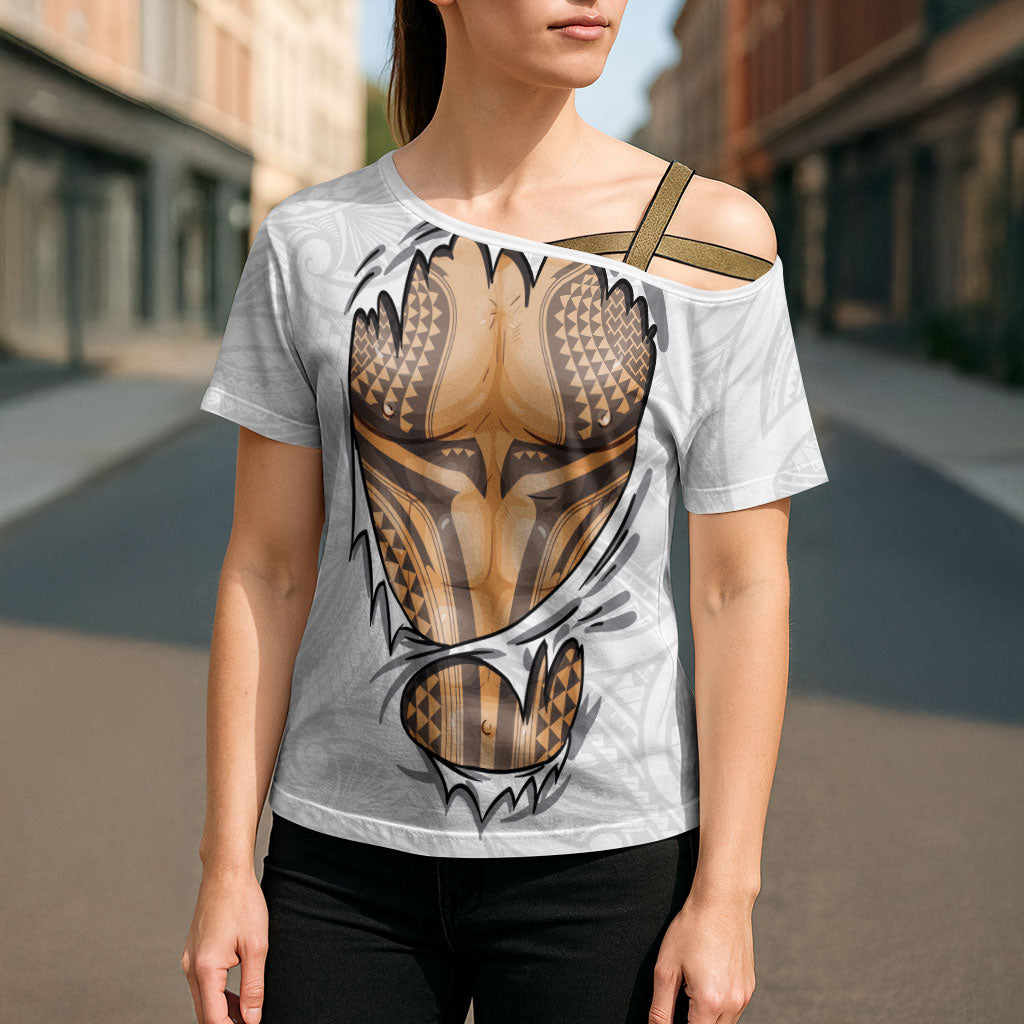 Hawaiian Kakau Cross Shoulder Shirt Aquaman Tattoo Reveal Effect LT03 - Polynesian Pride