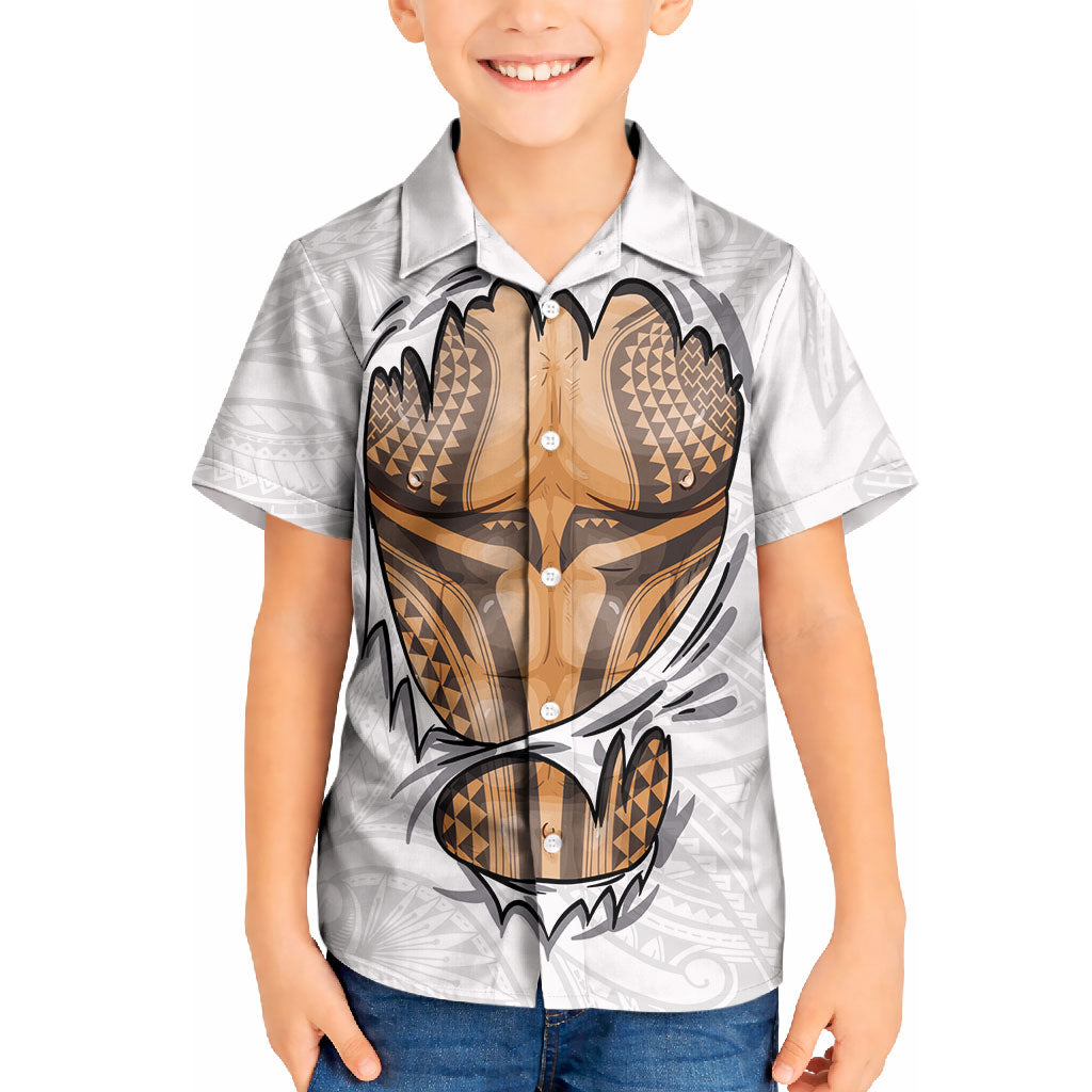 Hawaiian Kakau Kid Hawaiian Shirt Aquaman Tattoo Reveal Effect LT03 Kid White - Polynesian Pride
