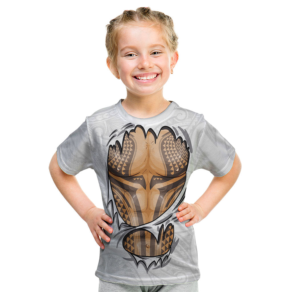 Hawaiian Kakau Kid T Shirt Aquaman Tattoo Reveal Effect LT03 White - Polynesian Pride