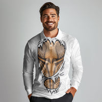 Hawaiian Kakau Long Sleeve Polo Shirt Aquaman Tattoo Reveal Effect LT03 - Polynesian Pride