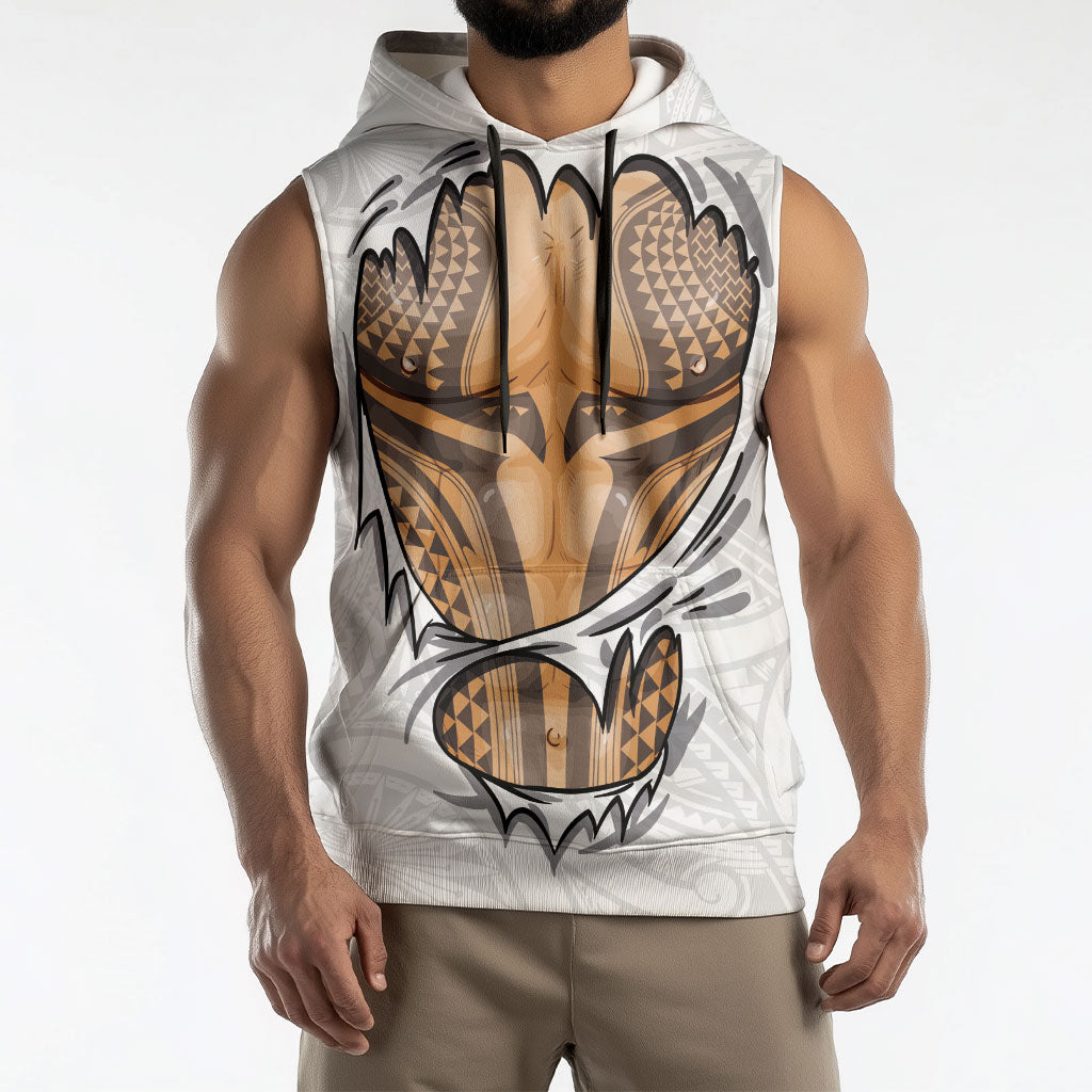 Hawaiian Kakau Sleeveless Hoodie Aquaman Tattoo Reveal Effect LT03 - Polynesian Pride