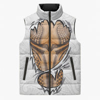 Hawaiian Kakau Sleeveless Puffer Jacket Aquaman Tattoo Reveal Effect LT03 Unisex White - Polynesian Pride