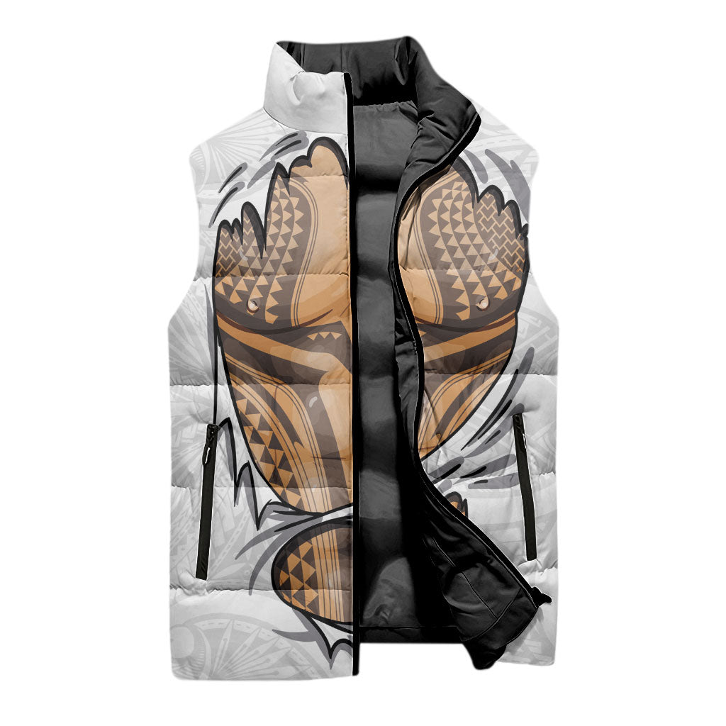 Hawaiian Kakau Sleeveless Puffer Jacket Aquaman Tattoo Reveal Effect LT03 - Polynesian Pride