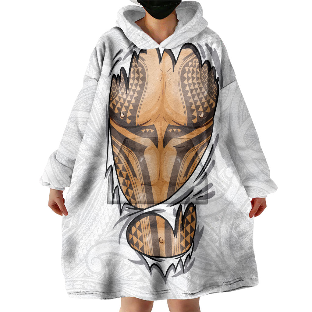 Hawaiian Kakau Wearable Blanket Hoodie Aquaman Tattoo Reveal Effect LT03 - Polynesian Pride
