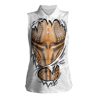 Hawaiian Kakau Women Sleeveless Polo Shirt Aquaman Tattoo Reveal Effect LT03 Female White - Polynesian Pride