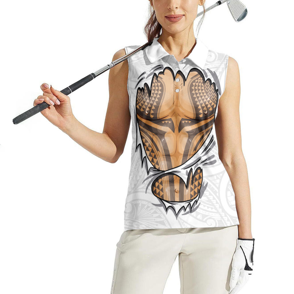 Hawaiian Kakau Women Sleeveless Polo Shirt Aquaman Tattoo Reveal Effect LT03 - Polynesian Pride