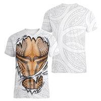 Hawaiian Kakau Women V-Neck T-Shirt Aquaman Tattoo Reveal Effect LT03 - Polynesian Pride