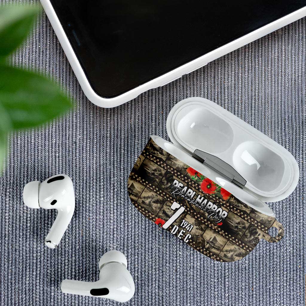 Pearl Harbor Remembrance Day AirPods Case Memories of December 7 with Red Poppy Lei LT03 - Polynesian Pride