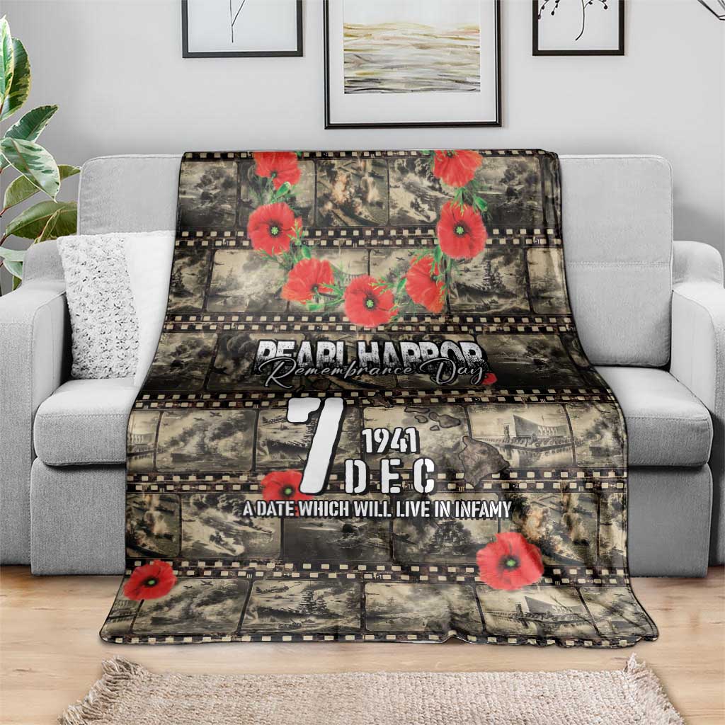 Pearl Harbor Remembrance Day Blanket Memories of December 7 with Red Poppy Lei - Polynesian Pride