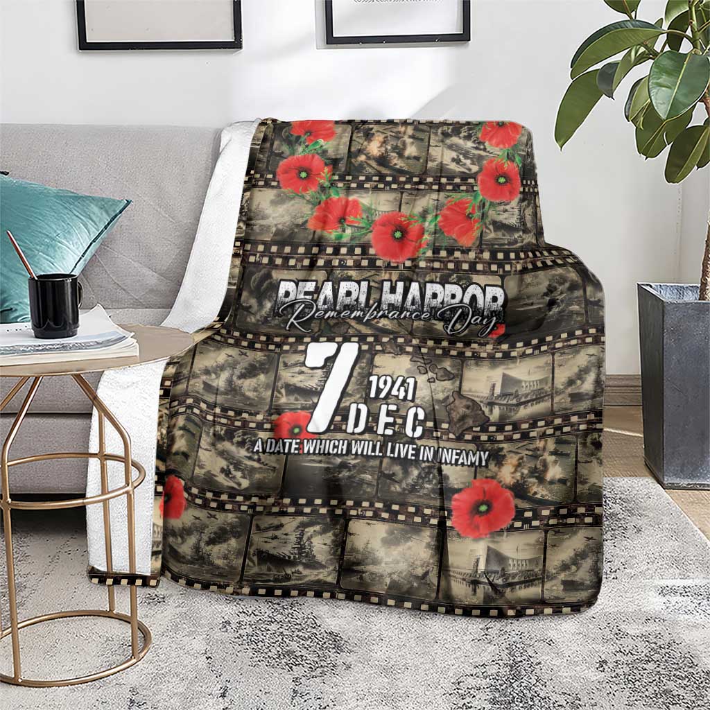Pearl Harbor Remembrance Day Blanket Memories of December 7 with Red Poppy Lei - Polynesian Pride