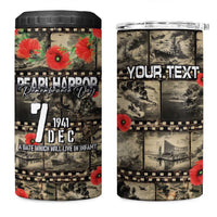 Pearl Harbor Remembrance Day Personalized 4 in 1 Can Cooler Tumbler Memories of December 7 with Red Poppy Lei LT03 One Size: 16 oz Beige - Polynesian Pride
