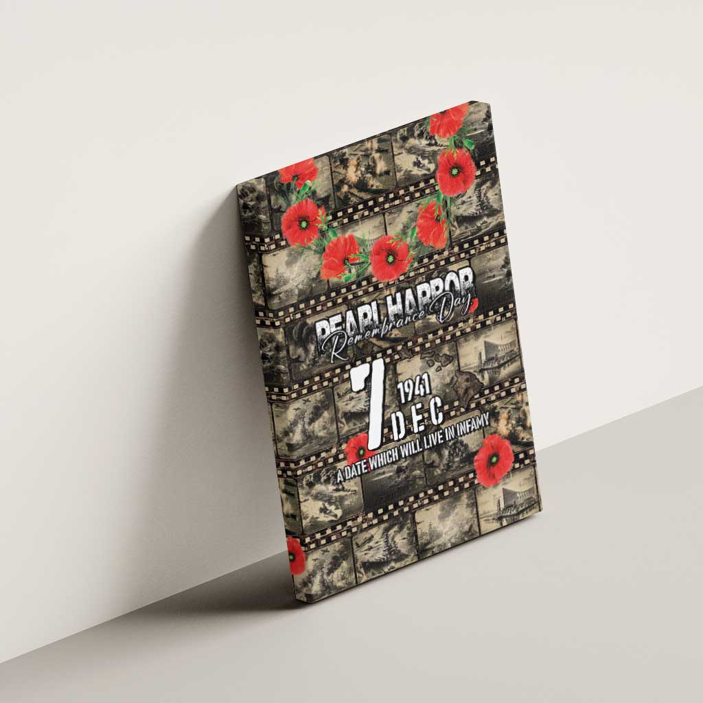 Pearl Harbor Remembrance Day Canvas Wall Art Memories of December 7 with Red Poppy Lei - Polynesian Pride