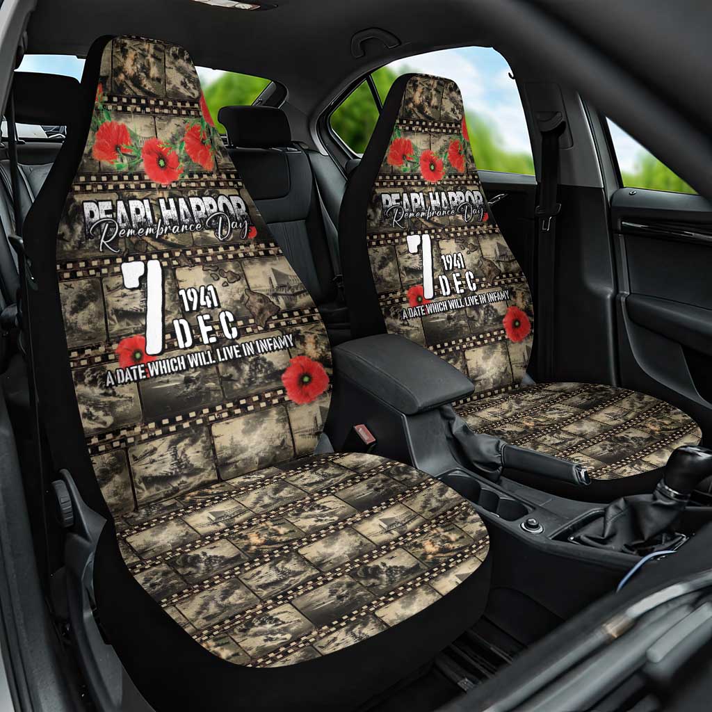 Pearl Harbor Remembrance Day Car Seat Cover Memories of December 7 with Red Poppy Lei LT03 One Size Beige - Polynesian Pride