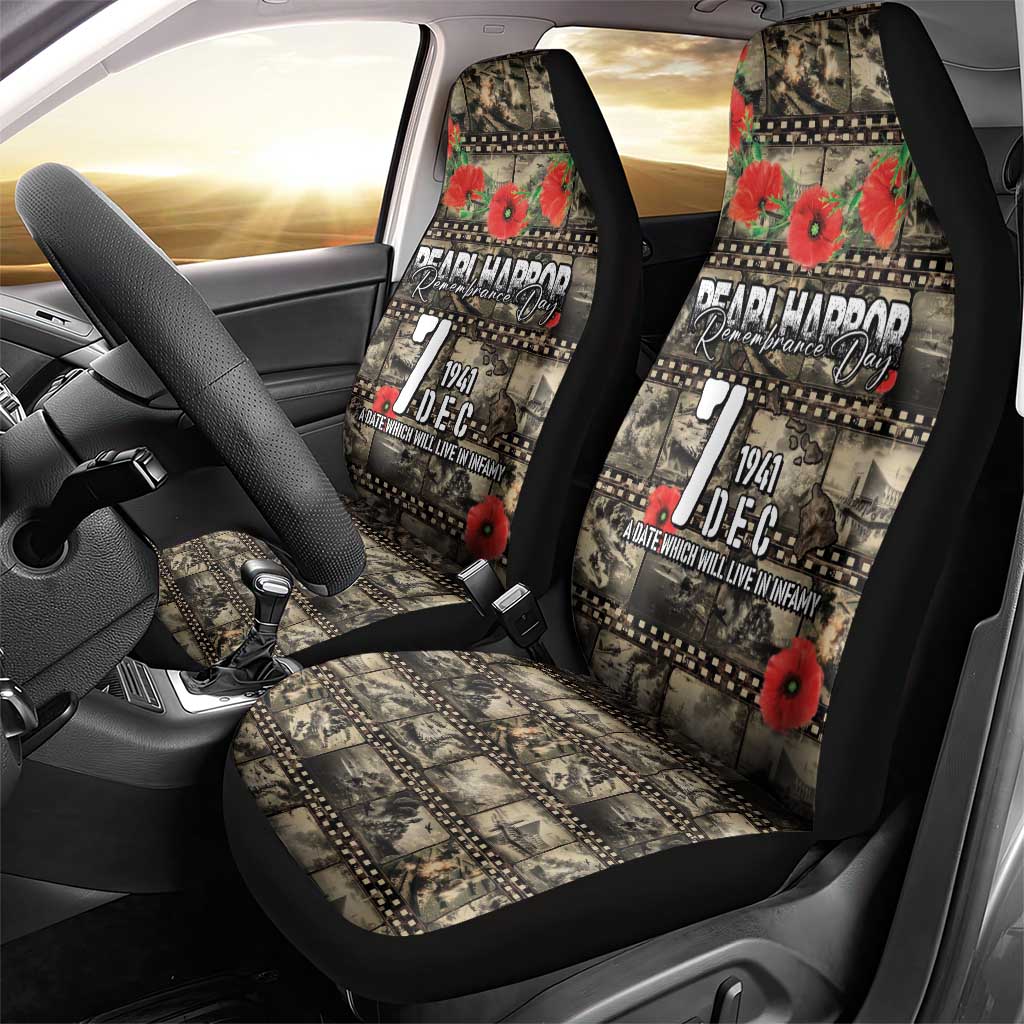 Pearl Harbor Remembrance Day Car Seat Cover Memories of December 7 with Red Poppy Lei LT03 - Polynesian Pride