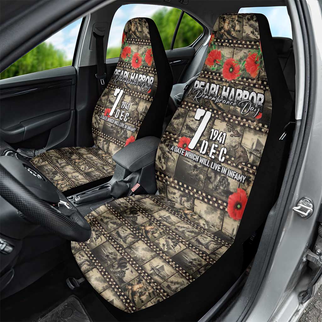 Pearl Harbor Remembrance Day Car Seat Cover Memories of December 7 with Red Poppy Lei LT03 - Polynesian Pride