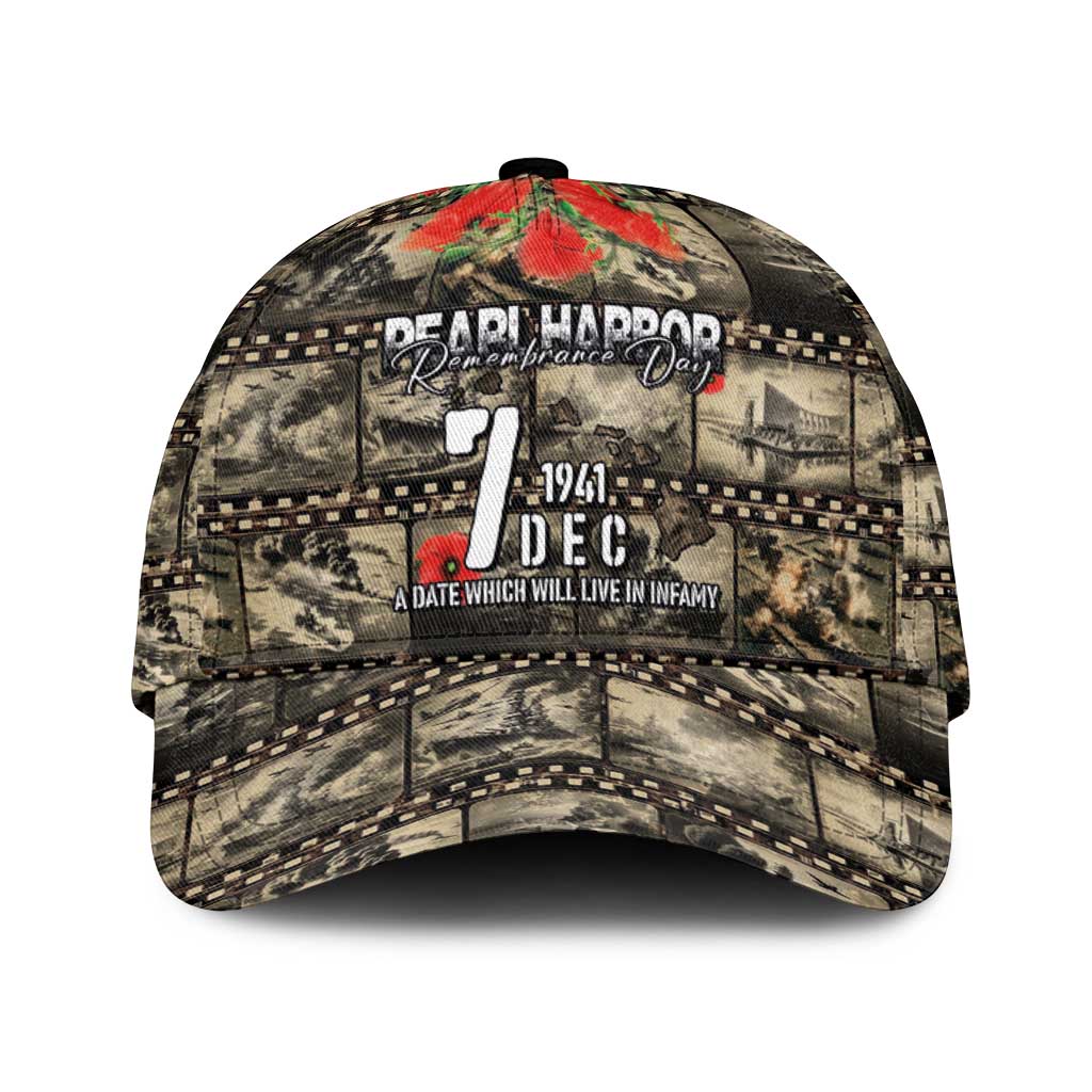 Pearl Harbor Remembrance Day Personalized Classic Cap Memories of December 7 with Red Poppy Lei - Polynesian Pride
