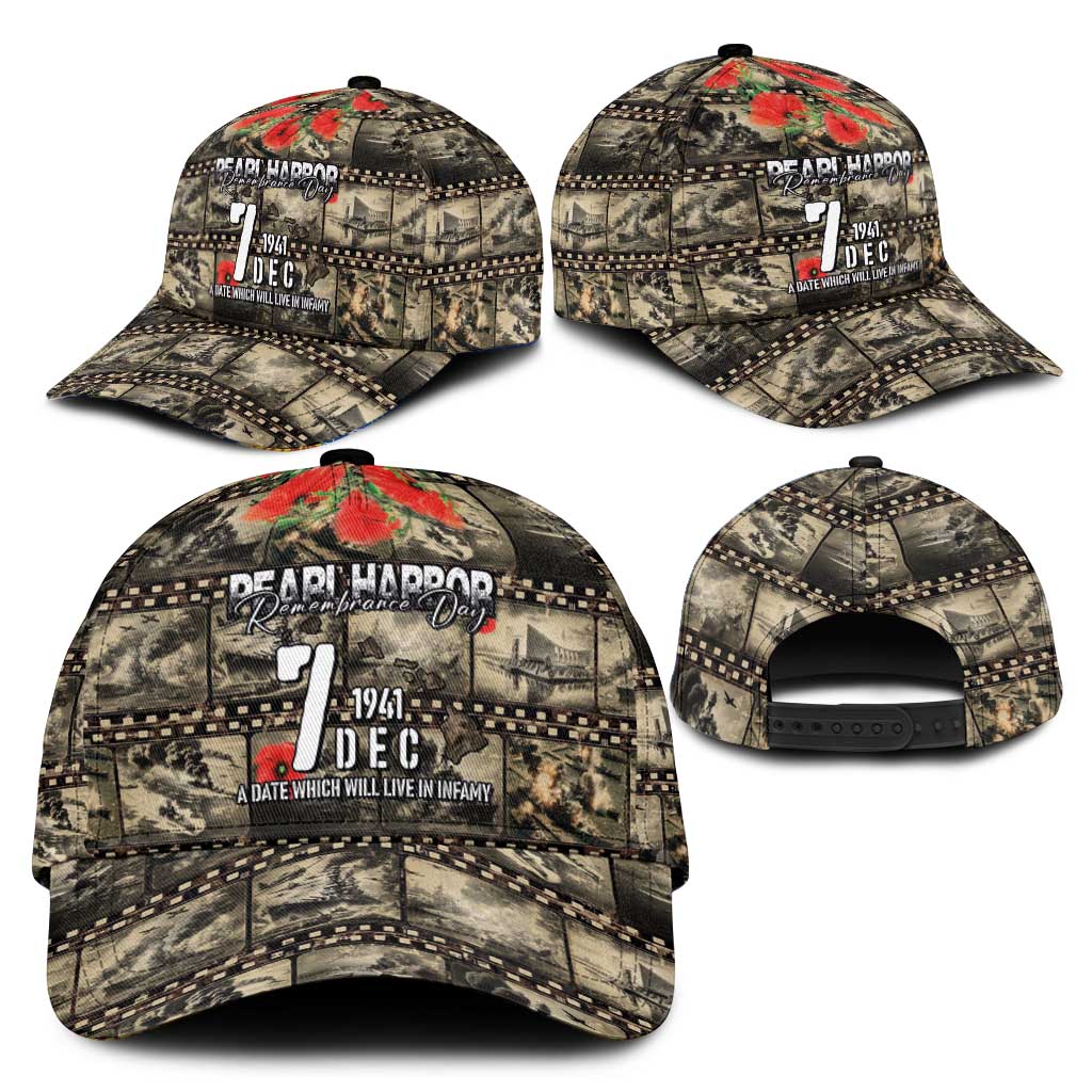 Pearl Harbor Remembrance Day Personalized Classic Cap Memories of December 7 with Red Poppy Lei - Polynesian Pride