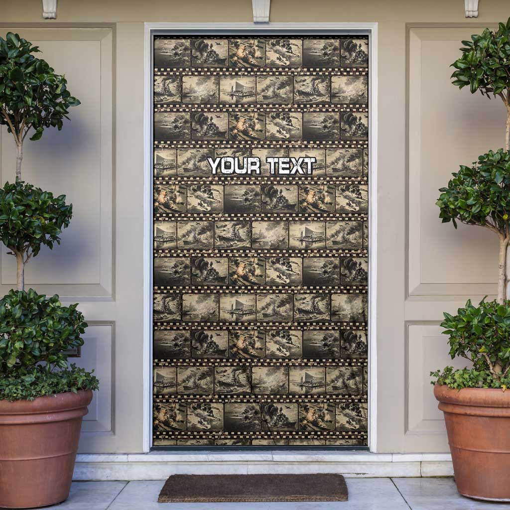 Pearl Harbor Remembrance Day Personalized Door Cover Memories of December 7 with Red Poppy Lei LT03 Beige - Polynesian Pride