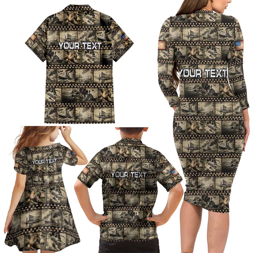 Pearl Harbor Remembrance Day Personalized Family Matching Long Sleeve Bodycon Dress and Hawaiian Shirt Memories of December 7 with Red Poppy Lei LT03 - Polynesian Pride