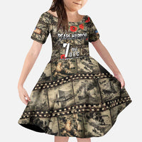 Pearl Harbor Remembrance Day Personalized Family Matching Off Shoulder Maxi Dress and Hawaiian Shirt Memories of December 7 with Red Poppy Lei LT03 Daughter's Dress Beige - Polynesian Pride