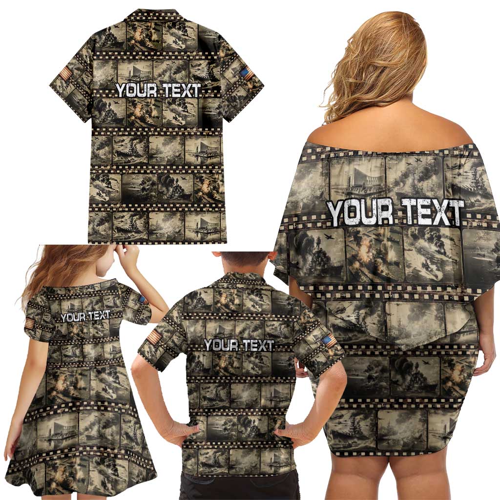Pearl Harbor Remembrance Day Personalized Family Matching Off Shoulder Short Dress and Hawaiian Shirt Memories of December 7 with Red Poppy Lei LT03 - Polynesian Pride