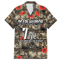 Pearl Harbor Remembrance Day Personalized Family Matching Off Shoulder Short Dress and Hawaiian Shirt Memories of December 7 with Red Poppy Lei LT03 Dad's Shirt - Short Sleeve Beige - Polynesian Pride