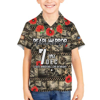 Pearl Harbor Remembrance Day Personalized Family Matching Summer Maxi Dress and Hawaiian Shirt Memories of December 7 with Red Poppy Lei LT03 Son's Shirt Beige - Polynesian Pride