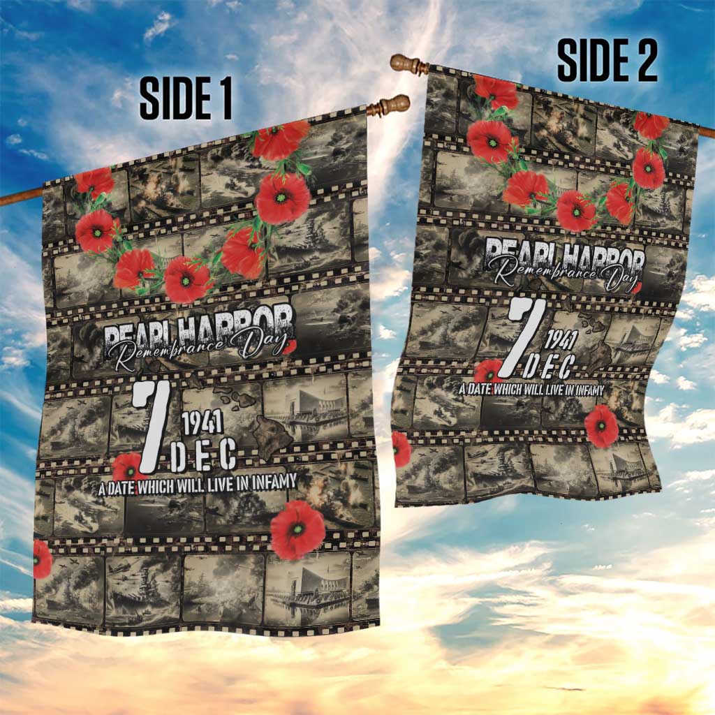 Pearl Harbor Remembrance Day Garden Flag Memories of December 7 with Red Poppy Lei LT03 - Polynesian Pride