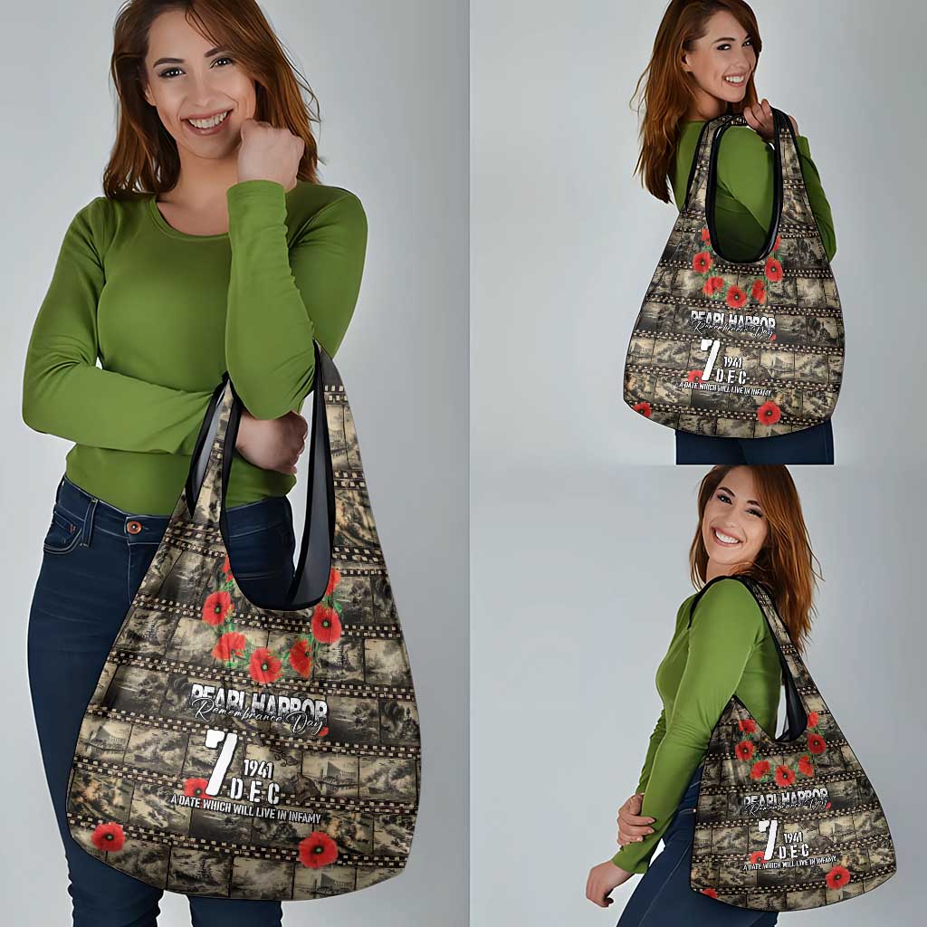 Pearl Harbor Remembrance Day Grocery Bag Memories of December 7 with Red Poppy Lei - Polynesian Pride