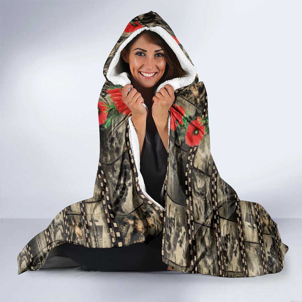 Pearl Harbor Remembrance Day Hooded Blanket Memories of December 7 with Red Poppy Lei LT03 - Polynesian Pride