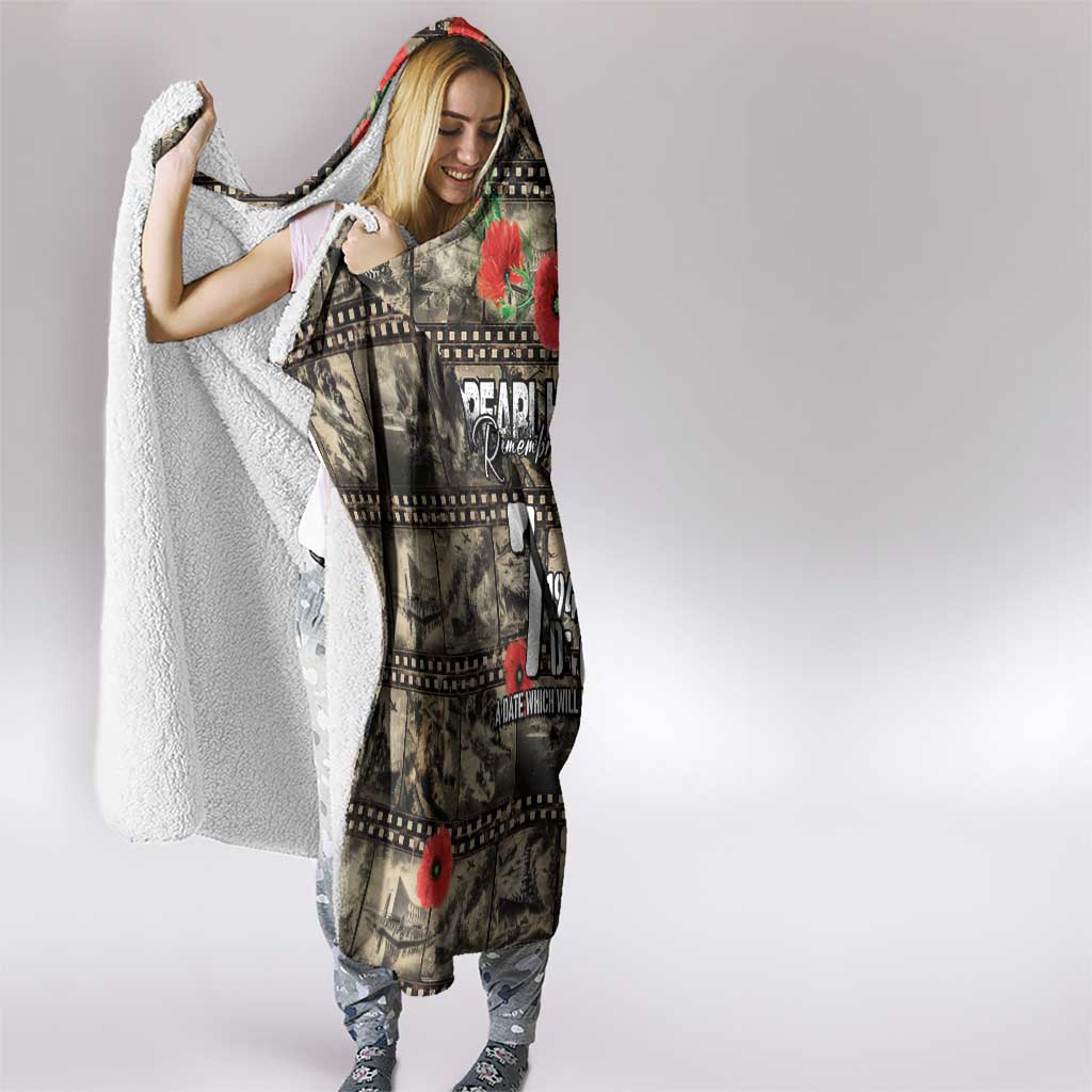 Pearl Harbor Remembrance Day Hooded Blanket Memories of December 7 with Red Poppy Lei LT03 - Polynesian Pride